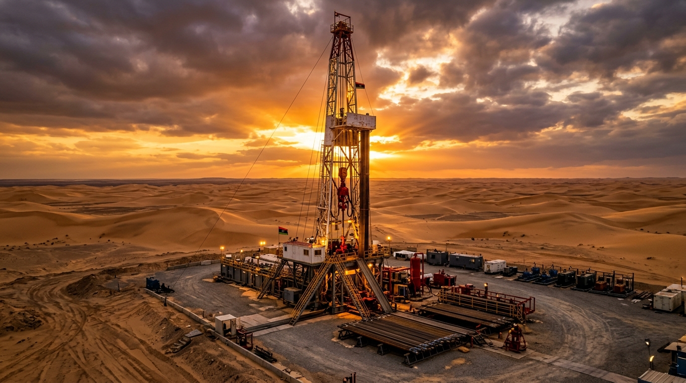 ALMUNHNA Drilling Rig at Sunset
